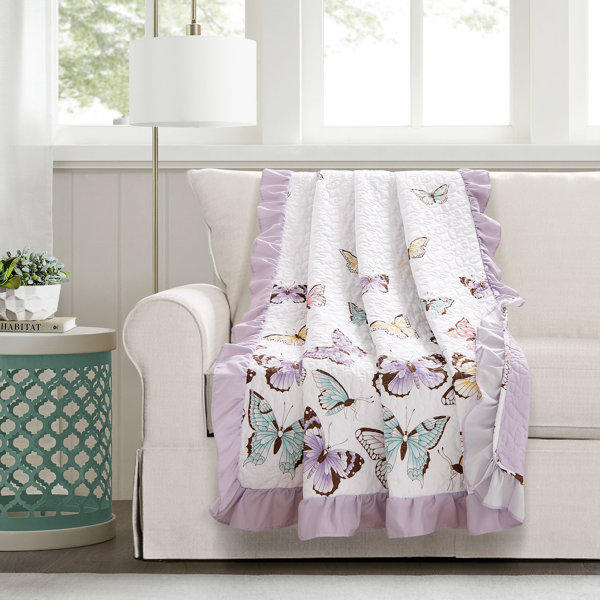 Lush Decor Flutter Butterfly Quilted Throw Blanket & Reviews Wayfair